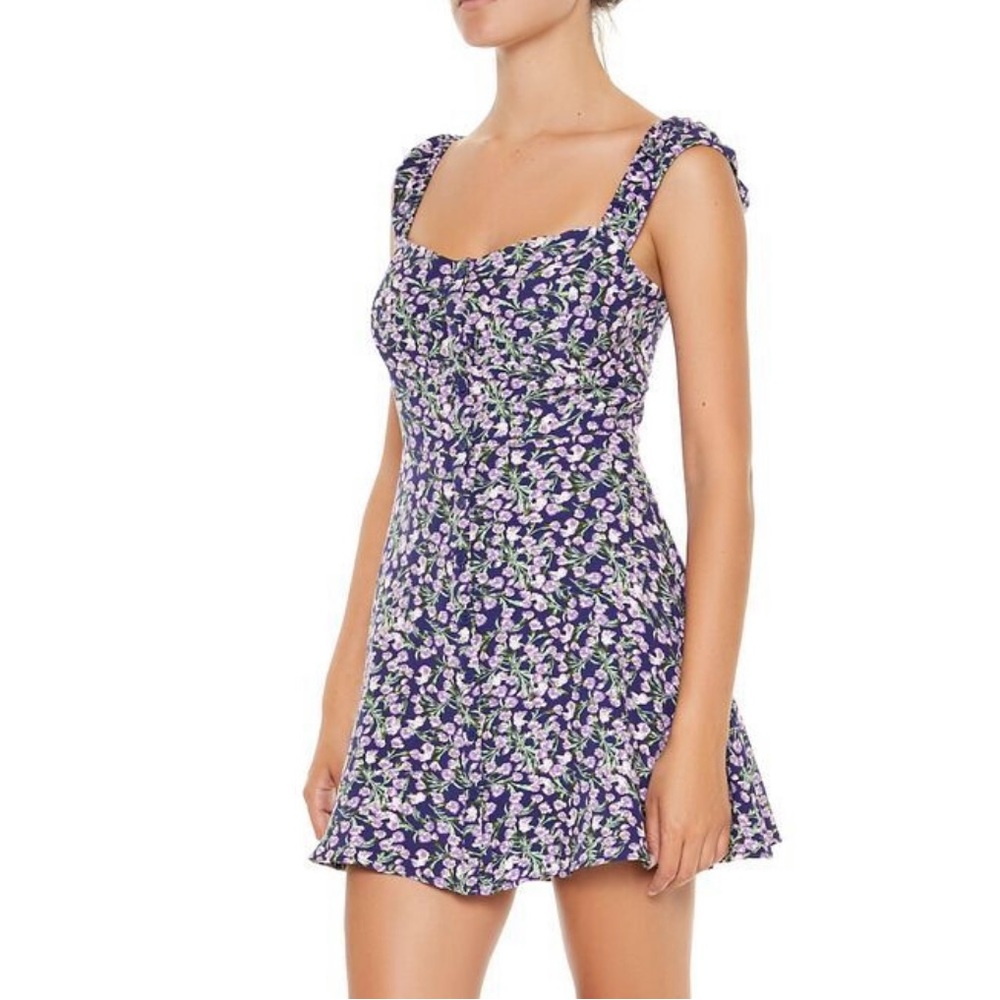 NWT Forever 21 Floral Print Mini Dress - Sz XS Purple
